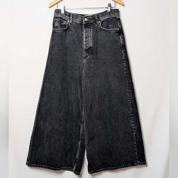 FREE PEOPLE Landry Wide Leg Flare Jeans Black 30 - Picture 6 of 12